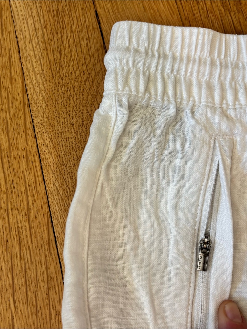 Athleta White Linen Drawstring Shorts - Picture 3 of 6